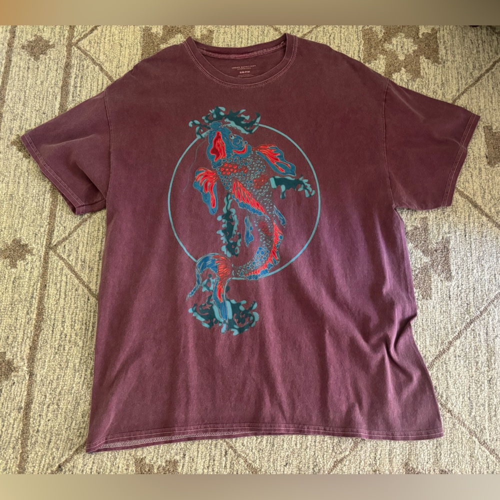 Urban Outfitters Oversized Maroon Graphic Tee